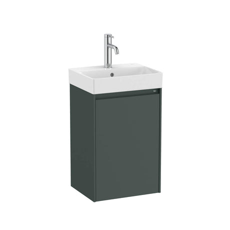Roca Cloakroom Vanity Unit Matt Green Roca Ona Compact 400mm Wall Mounted One Door Vanity Unit with Basin