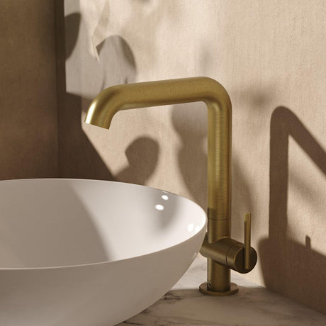 Crosswater Tall Basin Tap Brushed Brass Crosswater 3ONE6 Lever Tall Basin Mixer Tap