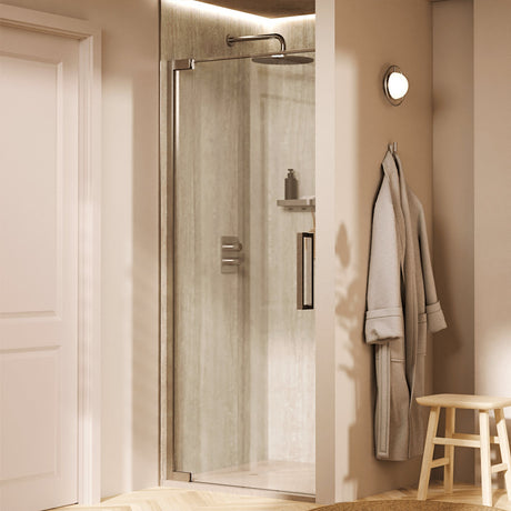 Crosswater Hinged Shower Door Brushed Nickel / 2000 x 900 Crosswater Asura 8mm Hinged Shower Door