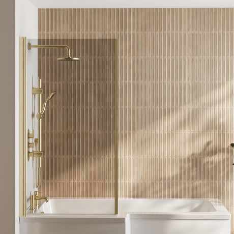 Aquarius LevAqua L-Shaped 6mm Hinged Bath Screen with Fixed Return