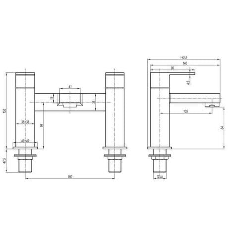 Crosswater Bath Mixer Crosswater Verge Bath Filler Tap in Brushed Brass