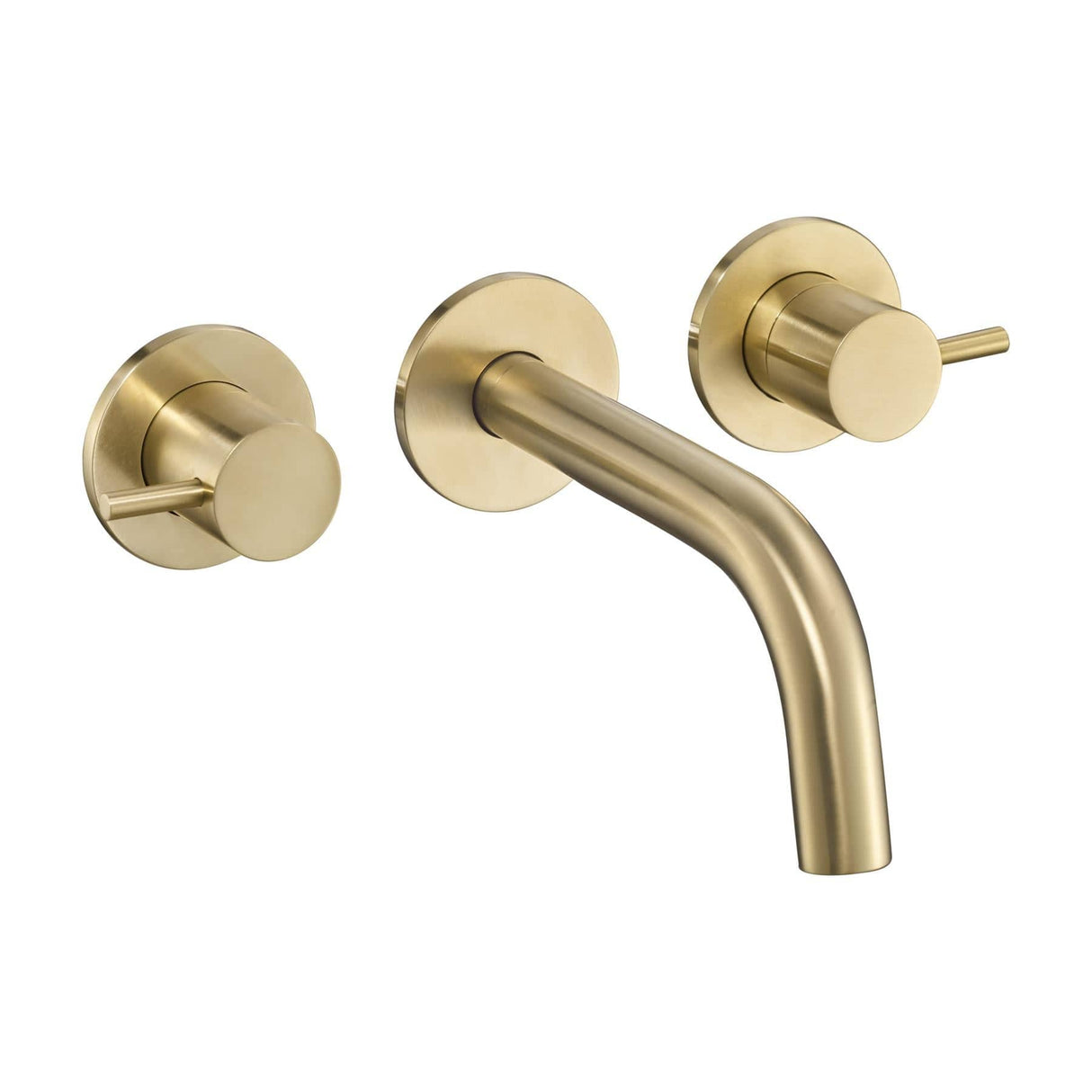 JTP Wall Mounted Basin Tap Brushed Brass JTP VOS 3 Hole Wall Mounted Basin Mixer Tap