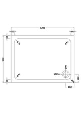 Aquarius Bathrooms Rectangle Shower Tray 1200x900mm Aquarius Urbano Rectangular 45mm Stone Resin Shower Tray in White