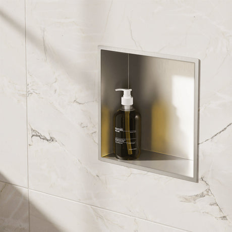 Crosswater Shower Niche Brushed Nickel Crosswater Square Shower Niche - 305 x 305 x 120mm