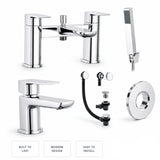 Aquarius Bathrooms Bath Shower Mixer Chrome Aquarius Hydro Complete Bath Brassware Pack with Basin Mixer, Bath and Shower Mixer