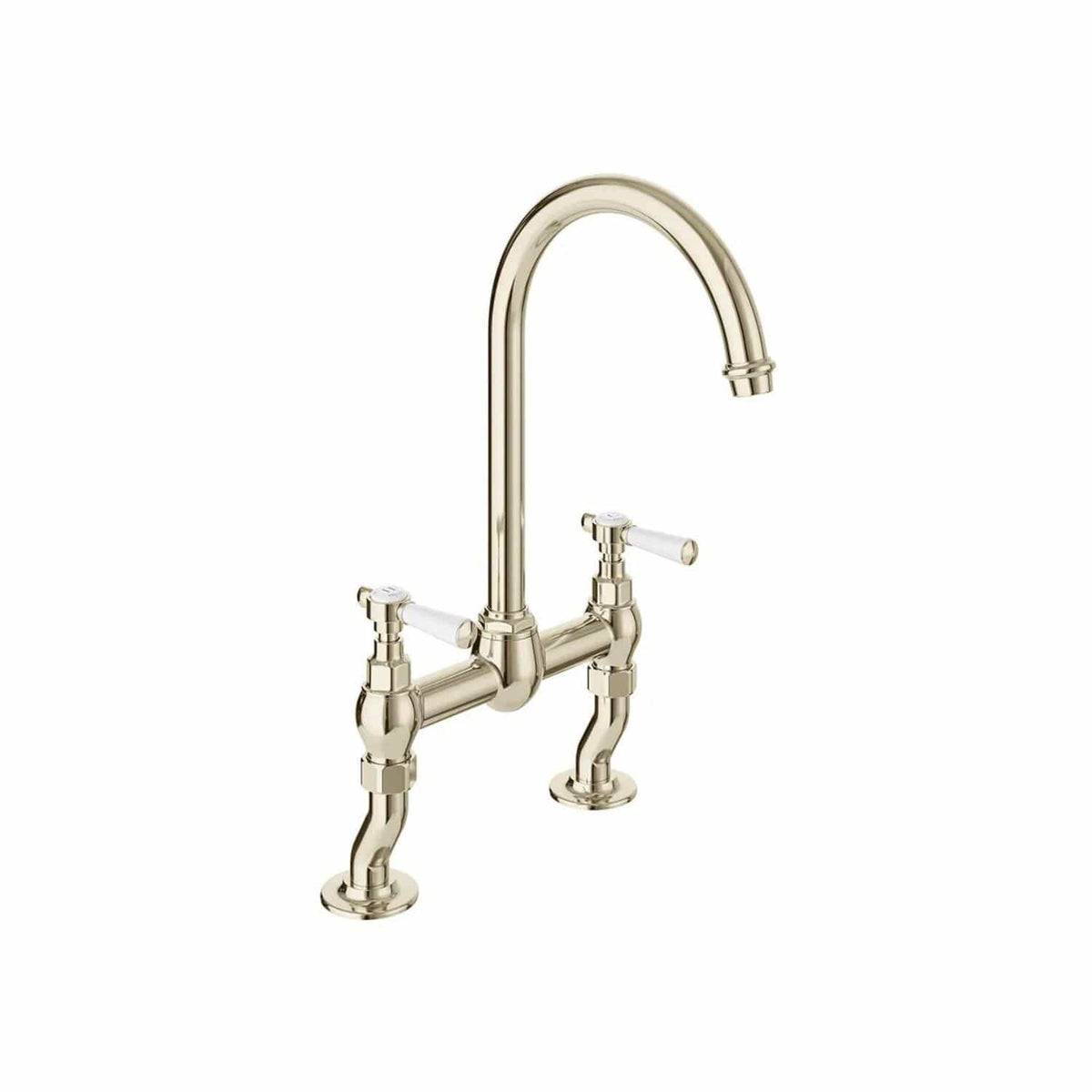 Vado Kitchen Tap Bright Nickel Booth & Co. Axbridge Lever Bridge Kitchen Mixer Tap
