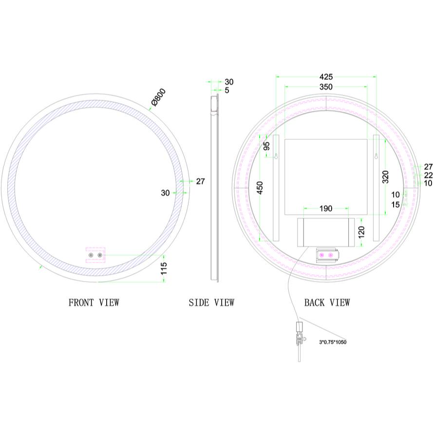 Britton Illuminated Mirror Britton Shoreditch Round LED Illuminated Mirror with Demister