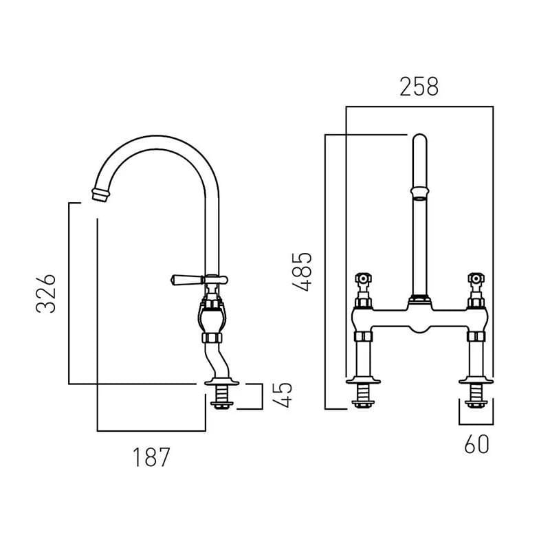 Vado Kitchen Tap Booth & Co. Axbridge Lever Bridge Kitchen Mixer Tap
