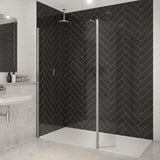 Merlyn Wetroom Panel Brushed Nickel / 300mm Merlyn 8mm Wet Room Swivel Panel