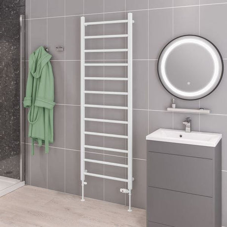 Eastbrook Ladder Rail 1750 x 600mm / Electric Only Eastbrook Tuscan Round Heated Towel Rail in White