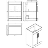 Imex Floor Standing Vanity Unit Imex Croma Floor Standing Double Door 600mm Vanity Unit with 1 Tap Hole Basin