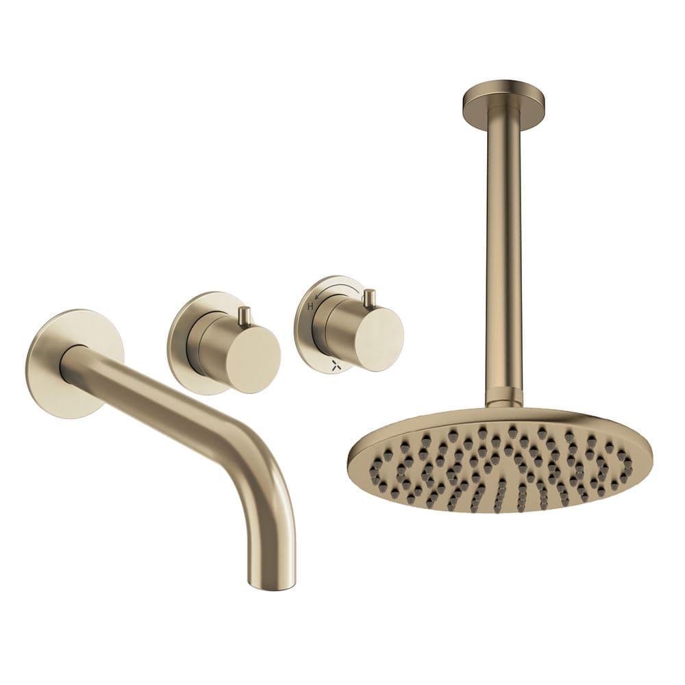 UK Bathroom Store Concealed Shower Set Crosswater Module Shower Set 3 with Fixed Overhead Shower and Bath Spout