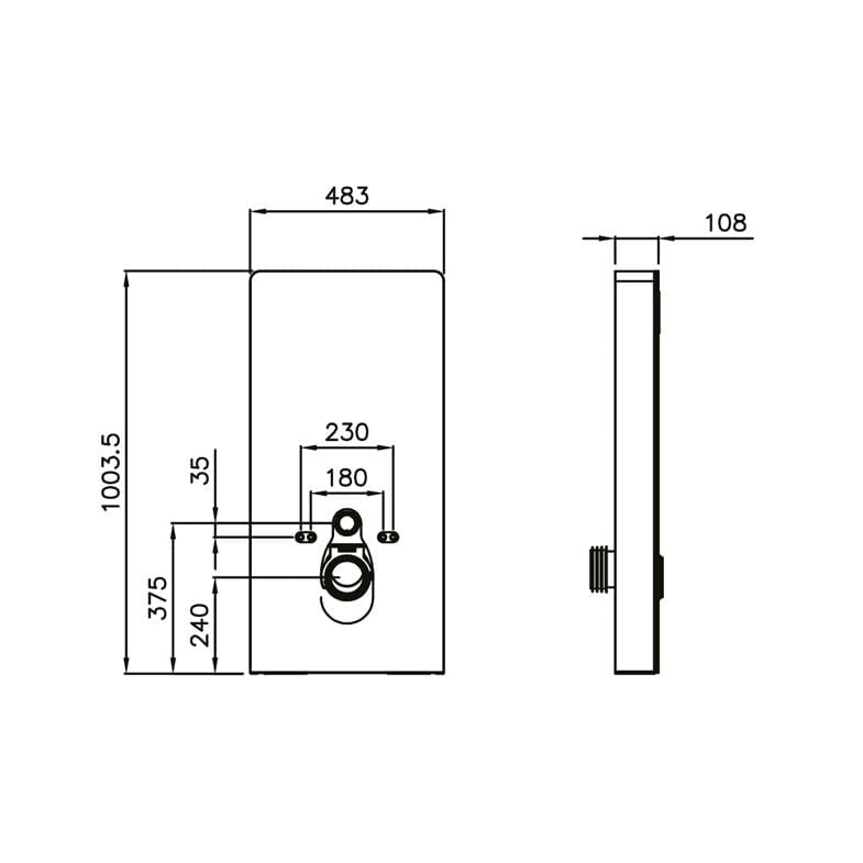 Imex Wall Hung WC Frame Imex Senso Smart Touch Free Wave Flush Wall Hung Cistern Frame with Black Glass Finish