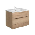 Crosswater Wall Mounted Vanity Unit Windsor Oak / 700mm Crosswater Glide II 2 Drawer Vanity Unit with Basin