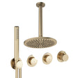 UK Bathroom Store Concealed Shower Set Brushed Brass / Ceiling Arm / 300mm Crosswater Module Shower Set 8 - 2 Outlet with Pencil Handset and Overhead Shower