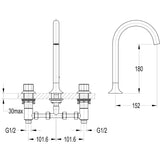 Flova 3 Tap Hole Basin Set Flova Moonlight 3 Hole Deck Mounted Basin Mixer Tap
