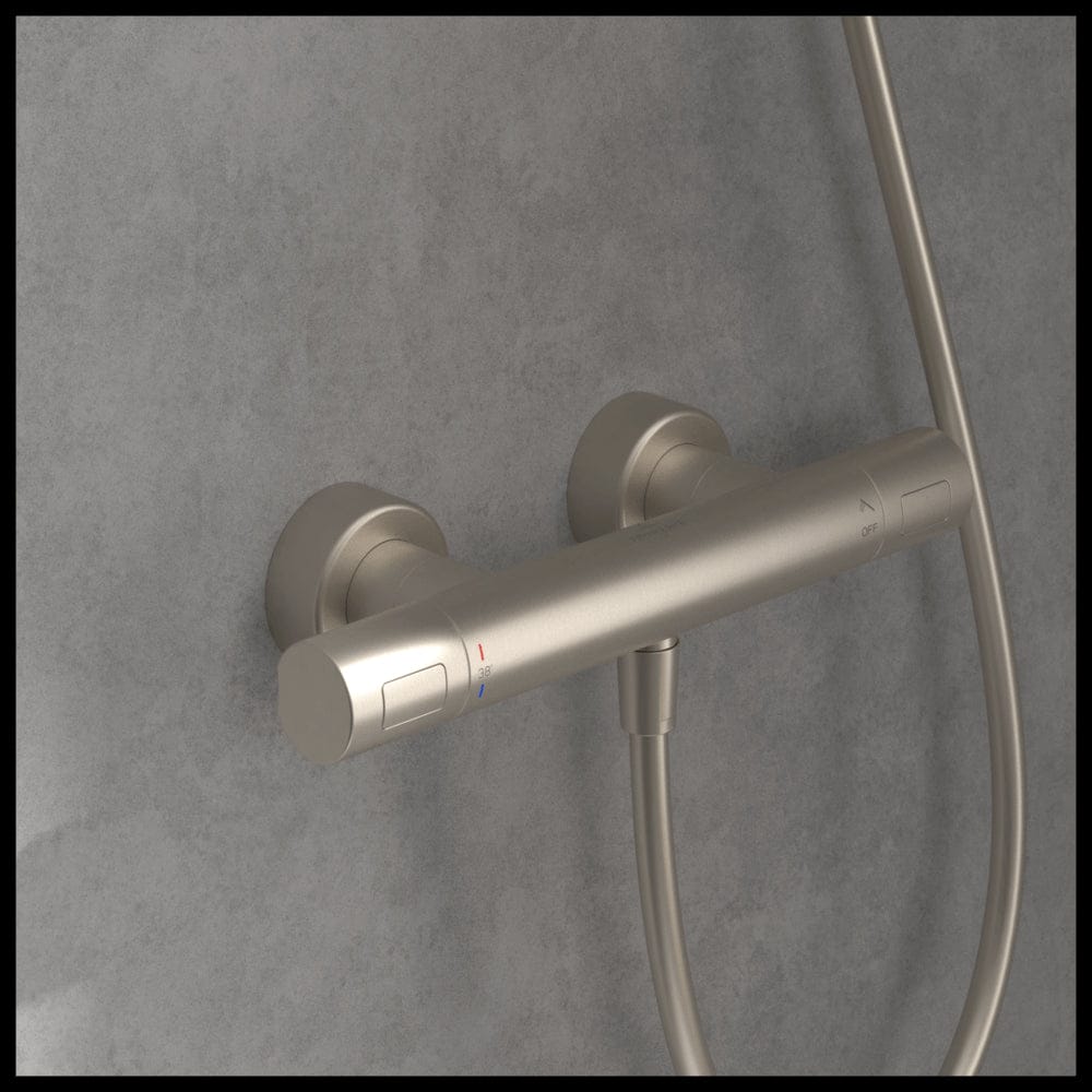 Villeroy & Boch Exposed Shower Valve Brushed Nickel Villeroy & Boch Universal Thermostatic Round Bar Shower Valve