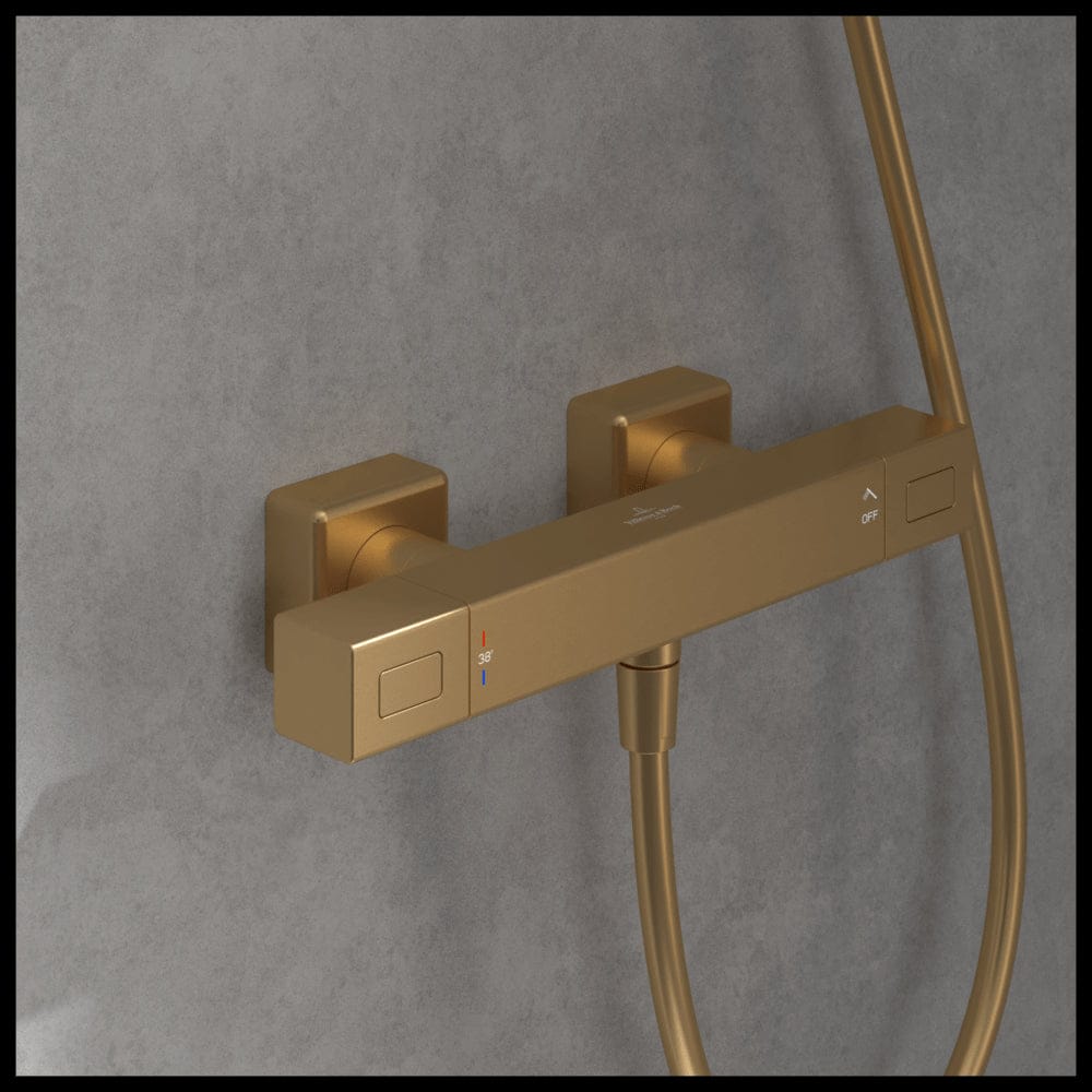 Villeroy & Boch Exposed Shower Valve Brushed Gold Villeroy & Boch Universal Exposed Thermostatic Square Shower Valve