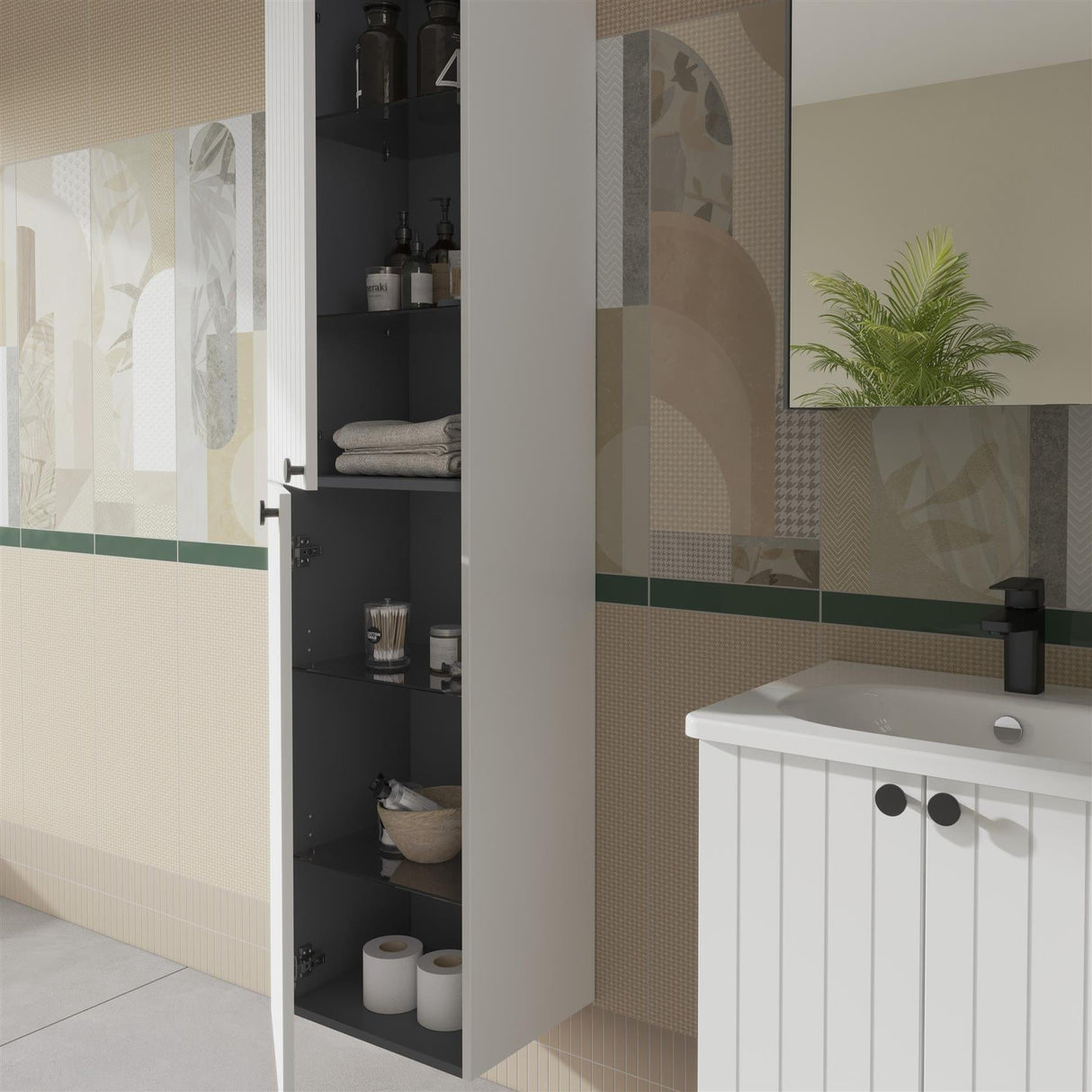 VitrA Storage Unit VitrA Root Groove Wall Mounted Tall Storage Cabinet 1800 x 420mm