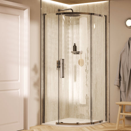 Crosswater Quadrant Shower Enclosure 900 x 900 / Chrome Crosswater Asura 8mm Quadrant Sliding Shower Door