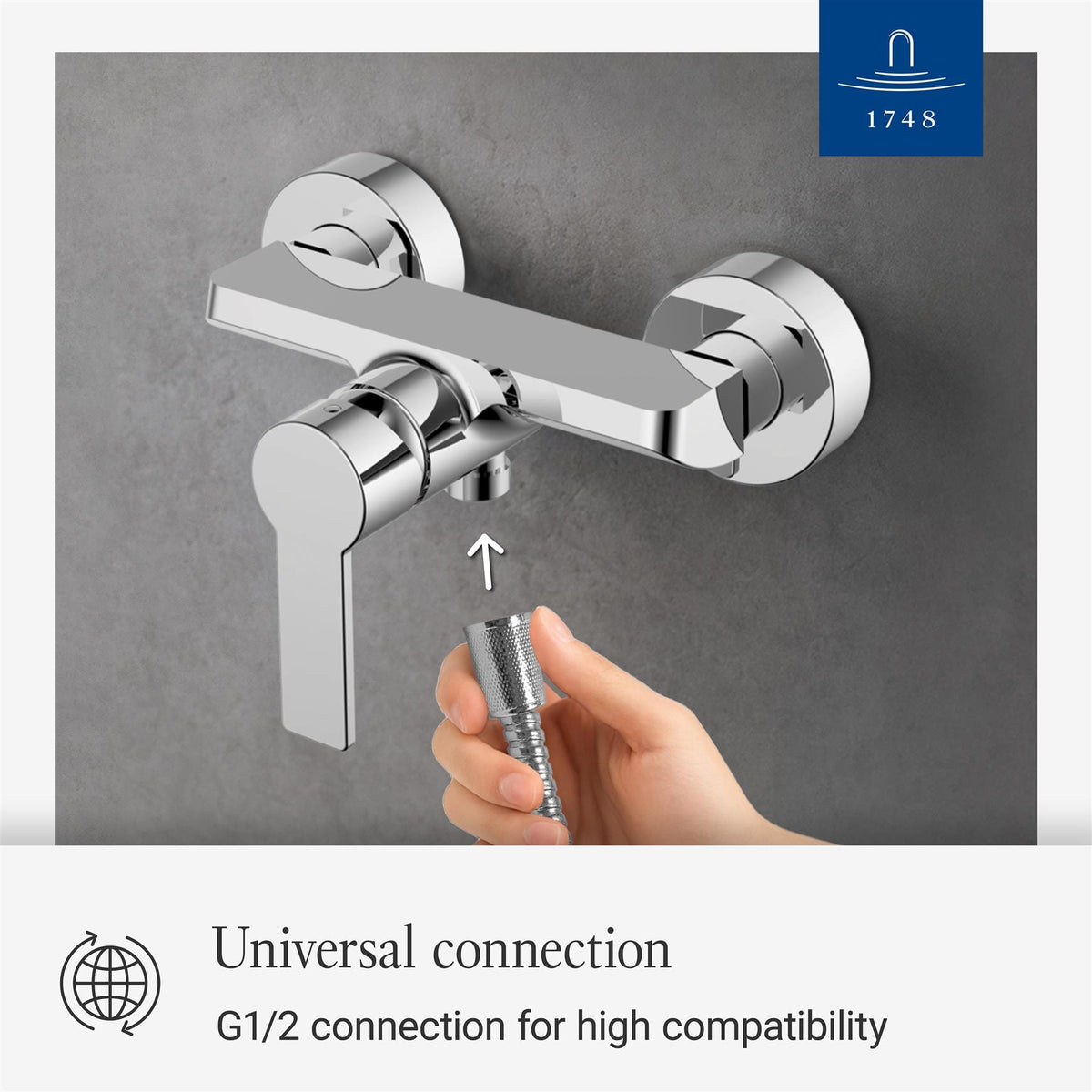 Villeroy & Boch Bath Shower Mixer Villeroy & Boch Architectura Wall Mounted Single Lever Shower Mixer Tap in Chrome