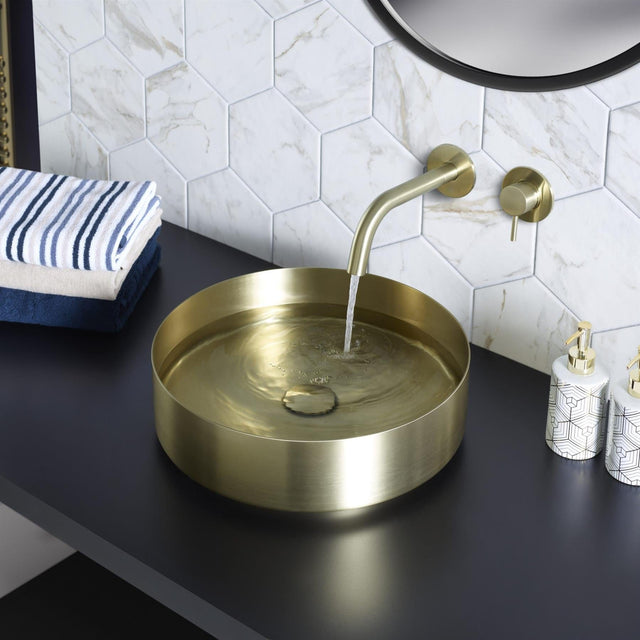 JTP Countertop Basin Brushed Brass JTP VOS Grade 316 Stainless Steel Round Countertop Basin