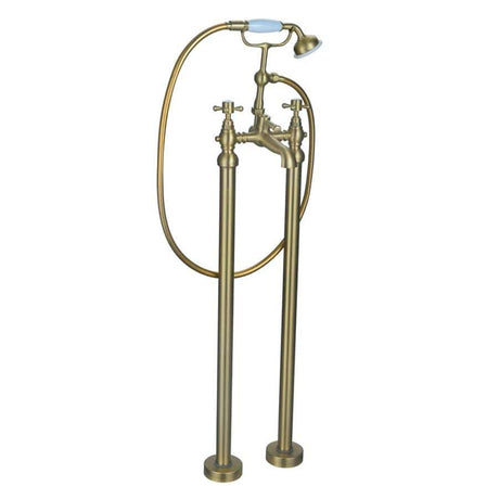 Aqaurius Freestanding Bath Filler Brushed Brass Aquarius Chic Floorstanding Bath Shower Mixer Tap