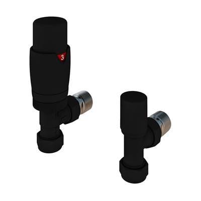 Eastbrook Radiator Valve Matt Black Eastbrook Darlington Angled Thermostatic Radiator Valve with Lockshield (Pair)