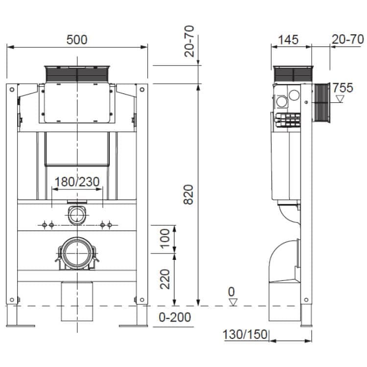 Crosswater Wall Hung WC Frame Crosswater 820mm Height Wall Hung Toilet Support Frame
