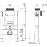 Crosswater Wall Hung WC Frame Crosswater 820mm Height Wall Hung Toilet Support Frame