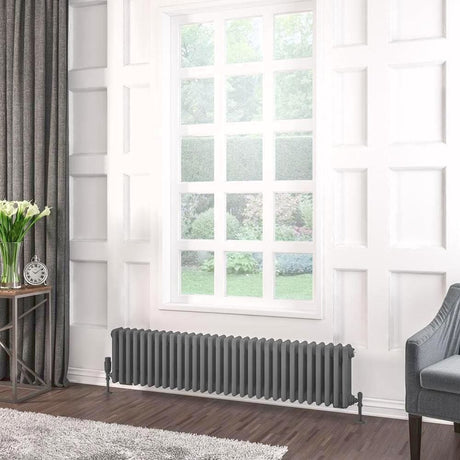 Eastbrook 300 x 1373 / Electric Only Eastbrook Rivassa Traditional 3 Column Radiator in Matt Anthracite