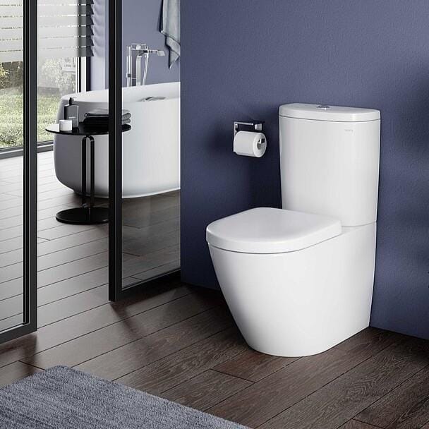 TOTO Close Coupled Toilet TOTO NC Close Coupled Rimless Toilet with Tornado Flush and Soft Close Seat