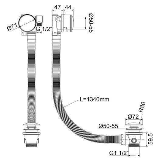 Crosswater Overflow Filler Crosswater MPRO Bath Filler with Click Clack Waste