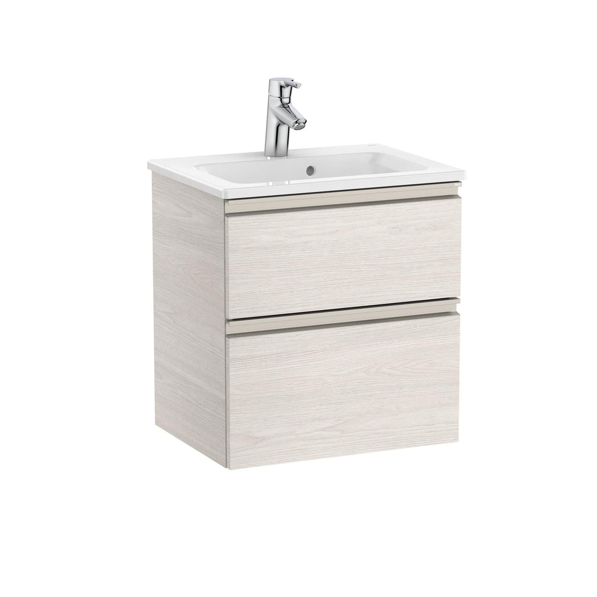 Roca Wall Mounted Vanity Unit Nordic Ash Roca The Gap Compact Wall Mounted 500mm Two Drawer Vanity Unit with Basin