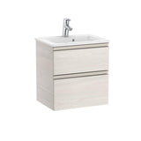 Roca Wall Mounted Vanity Unit Nordic Ash Roca The Gap Compact Wall Mounted 500mm Two Drawer Vanity Unit with Basin