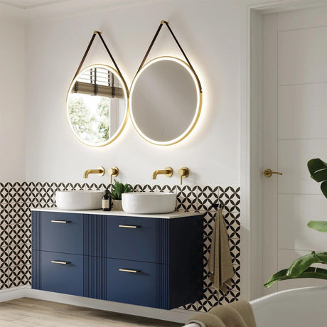 HiB Illuminated Mirror 800mm / Brushed Brass HiB Solstice Round LED Illuminated Mirror