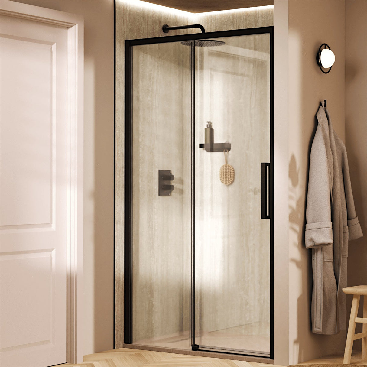 Crosswater Sliding Shower Door Matt Black / 2000 x 1200 Crosswater Asura 8mm Sliding Shower Door