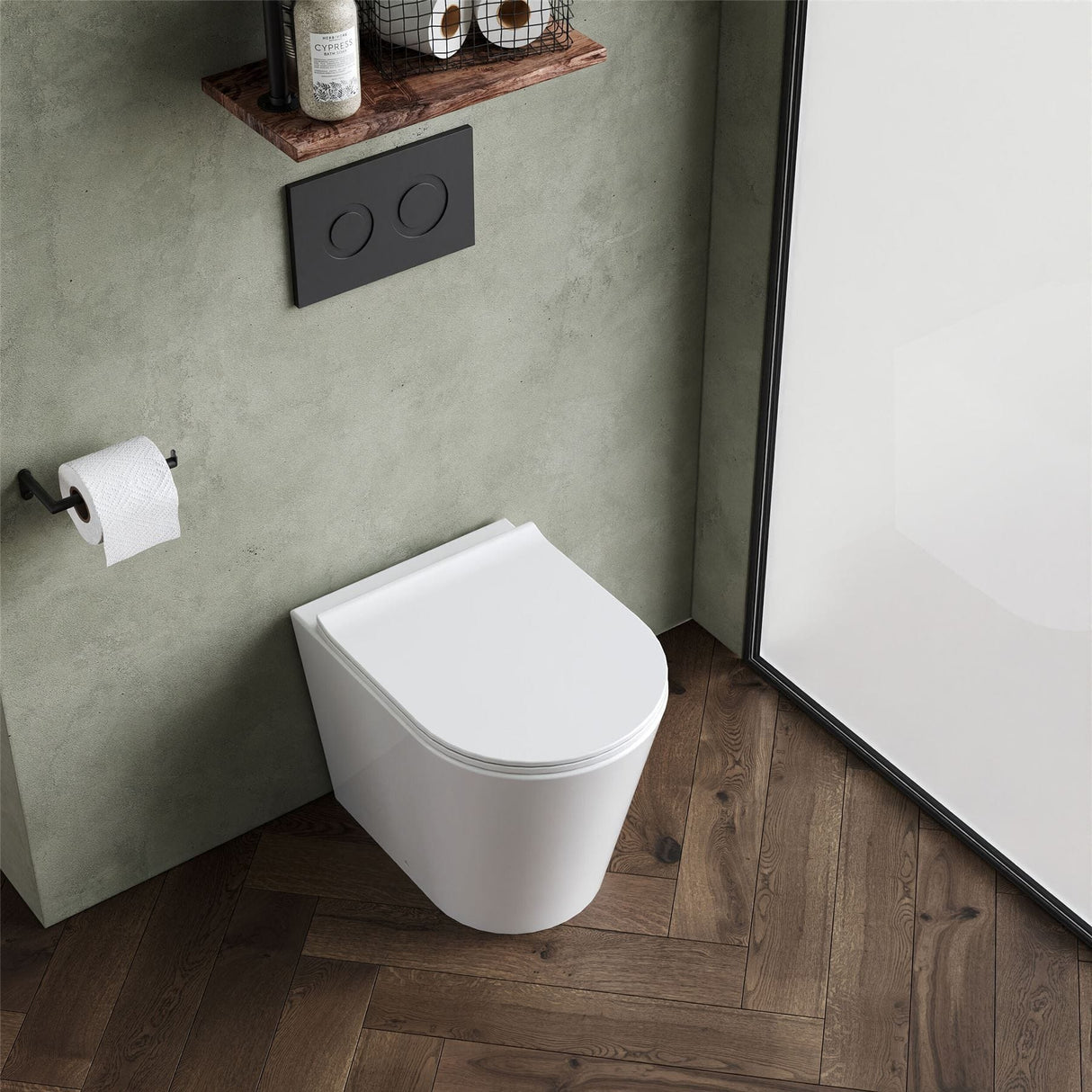 Aquarius Bathrooms Back To Wall Toilet Aquarius Metric Rimless Back to Wall Toilet with Soft Close Seat