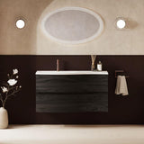Crosswater Wall Mounted Vanity Unit 1000mm / Grey Ash / Cast Mineral Marble Basin - 1 Tap Hole Crosswater Svelte Wall Hung Vanity Unit with Basin