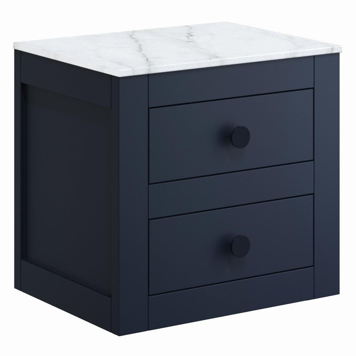 Crosswater Wall Mounted Vanity Unit Deep Indigo Blue / 495 x 375mm Crosswater Canvass Vanity Unit with White Carrara Marble Effect Worktop