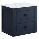 Crosswater Wall Mounted Vanity Unit Deep Indigo Blue / 495 x 375mm Crosswater Canvass Vanity Unit with White Carrara Marble Effect Worktop