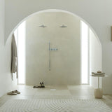 VADO Concealed Shower Valve Vado Tablet Arrondi 3 Outlet, 3 Handle Concealed Thermostatic Bath Shower Valve with Integrated Handset in Chrome