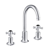 JTP 3 Tap Hole Basin Set Chrome with Black Indices JTP Grosvenor Cross 3 Hole Basin Mixer Tap with Swivel Spout and Pop Up Waste