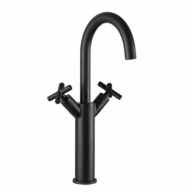 JTP Tall Basin Tap JTP Solex Deck Mounted Tall Swivel Spout Basin Mixer Tap in Matt Black