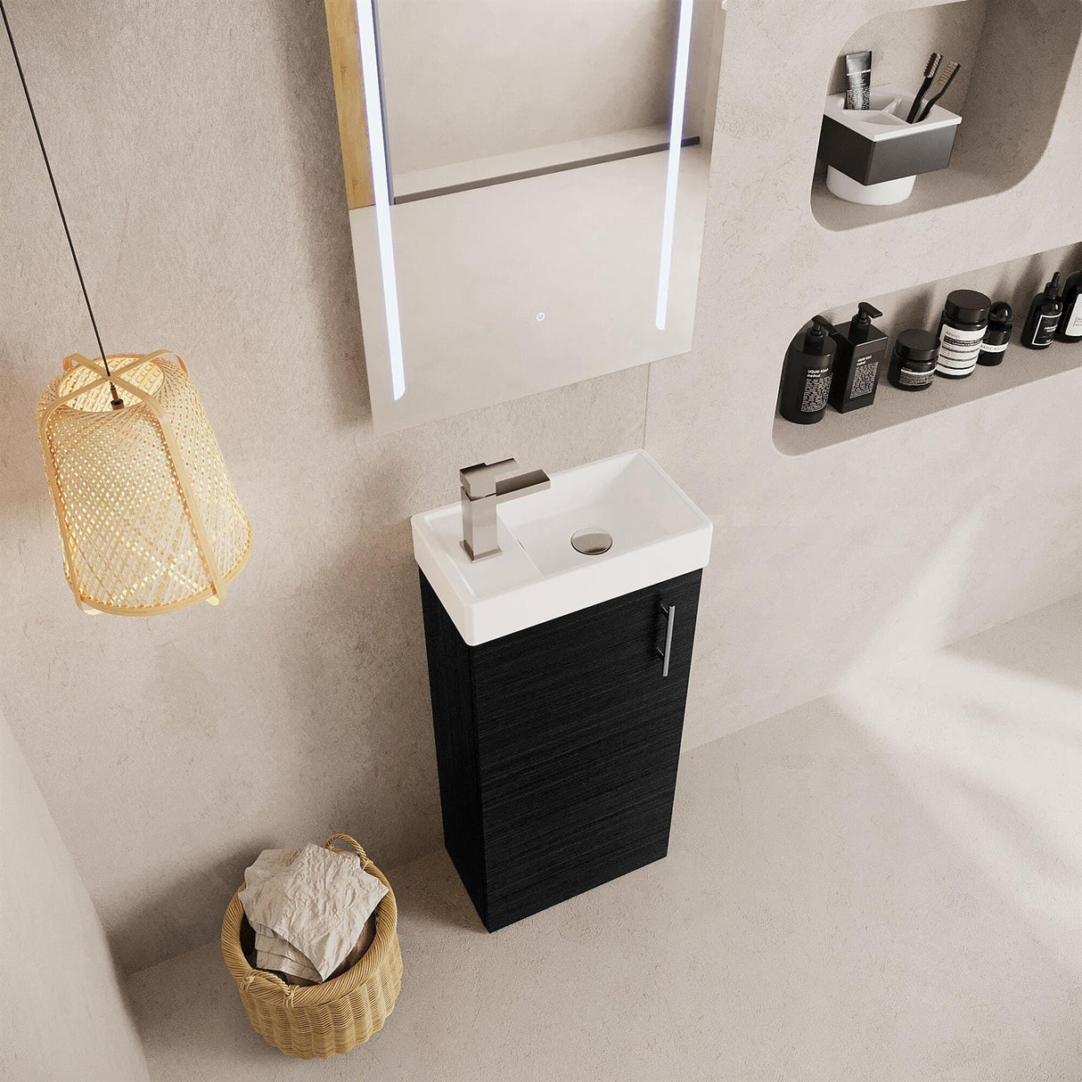 Aquarius Bathrooms Cloakroom Vanity Unit Aquarius Byron 400mm Floor Standing 1 Door Cloakroom Vanity Unit with 1 Tap Hole Basin
