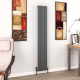 Eastbrook Panel Radiator 1800 x 280 / Electric Only Eastbrook Charlton Vertical Aluminium Designer Radiator in Matt Anthracite