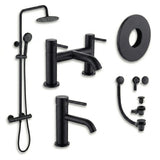Aquarius Bathrooms Exposed Shower Set Matt Black Aquarius RF-Series Complete Shower Brassware Pack with Basin Mixer, Bath Mixer & Exposed Shower