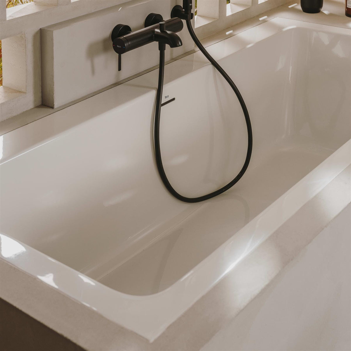 Roca Double Ended Bath Roca Ona Rectangular Drop In Stonex® Bath