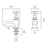 Vado Pillar Basin Tap Booth & Co. Axbridge Crosshead Basin Pillar Taps (Pair)