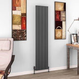 Eastbrook Panel Radiator 1800 x 375 / Dual Fuel Eastbrook Charlton Vertical Aluminium Designer Radiator in Matt Anthracite